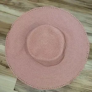 Arden B | Accessories | Arden B Pink Straw Floppy Sun Hat 